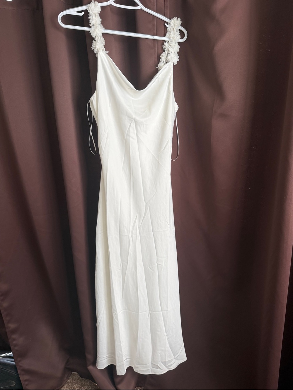 Sleeveless White Floral Strap Maxi Dress